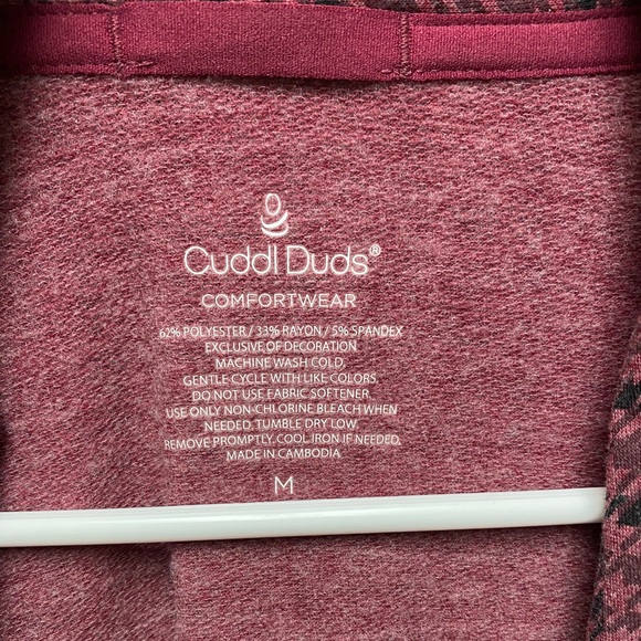 Cuddl Duds pink houndstooth open cardigan, sz M - Picture 3 of 5